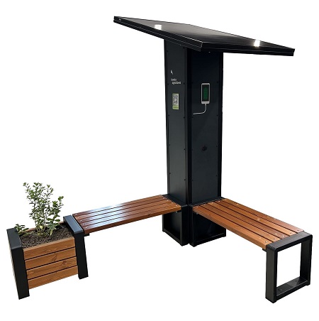 Ławka solarna Solare I stalowo drewniana